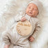 Mindow 5.9 Inch Baby Announcement Sign, Round Wooden Hello World Newborn Sign Keepsake with Ink Pad for Hand