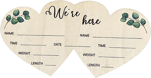 Twin Birth Announcement Sign Newborn Sign Twins Baby Announcement