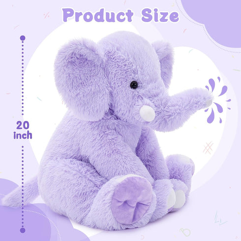 19.6inch MorisMos Large Elephant Stuffed Animal, Soft Stuffed Elephant Plush Companion Gifts for Girls Boys, Purple
