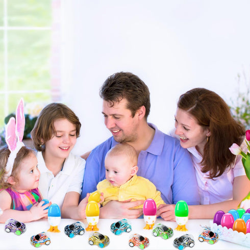 36pcs Easter Pull Back Cars with Easter Eggs, Mini Race Cars for Kids Easter Basket Stuffers and Party Favors