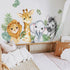 52.51x23.62 Inch Watercolor Jungle Animal Wall Decals Safari Forest Animal Wall Sticker Elephant Lion Monkey Decals