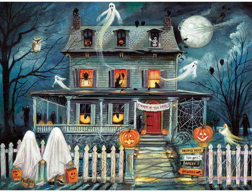 Bits and Pieces 1000 Piece Jigsaw Puzzle: ‘Enter If You Dare’ Haunted House by Ruane Manning