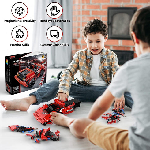 STEM Toy Building Toys Gifts for Age 5-12 Years Old Kids Boys Girls, 2 in 1 Remote Control Racing Car Building Blocks,