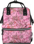 DWVTSLH Pink leaves Camo Diaper Bag Backpack Multifunction Nappy Bags Waterproof Mummy Backpack
