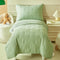 DuShow Green 4 Piece Toddler Bedding Set for Boys Girls,Embroidery Microfiber Crib