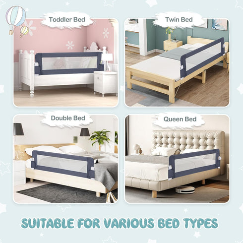 (60-Inch, BABY JOY Bed Rails for Toddlers, Extra Long, Swing Down Safety Bed Guard for Convertible Crib, Folding Baby