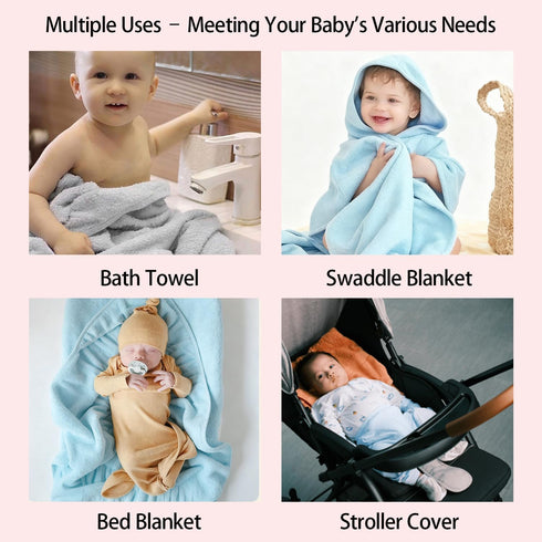 GINUMWA 4 Pack 32x32 Inch (2X 2X Hooded Baby Towels, Absorbent Bath Towels, Soft Coral Fleece Hooded Towel