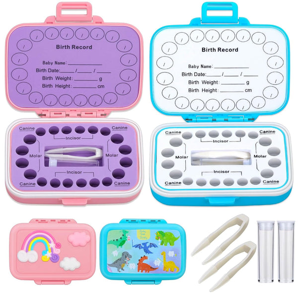 Caffox 2 Pack Tooth Holders for Kids Keepsake, Tooth Fairy Box, First