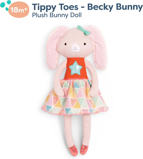 B. toys 15-Inch Plush Bunny - Soft Stuffed Animal for Baby, Toddler, Washable Rabbit, Orange & Pastel Outfit