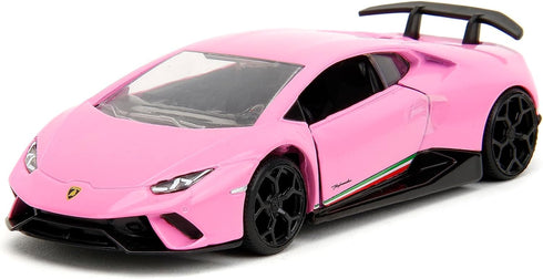 Pink Slips 1:32 Die-Cast Car, W1 Lamborghini Huracán Performante Toys for Kids and Adults in Glossy Pink