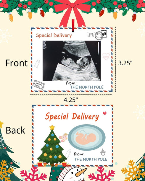 Pregnancy Announcement Christmas Ornament Sonogram Photo Frame Keepsake with Ribbon Baby Coming Soon Gift
