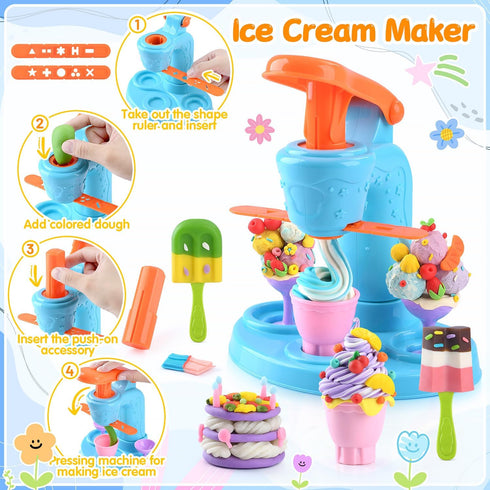 5-in-1 Sets 3+ Set 24 Set Color Dough for Kids Ages DIY Food Maker Toys with Dough, Arts and Crafts Kit for Pretend