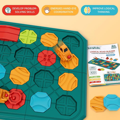 STEM Board Games Educational Learning Toys, Logical Road Builder Puzzles, Brain Teasers for Kids Ages 3-8, Super Large