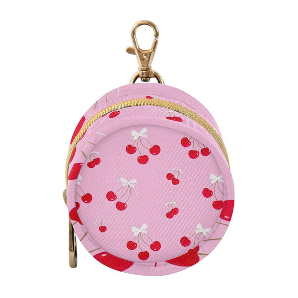 Cherry Round Pacifier Storage Case with Zipper, Portable Pacifier Case for Travel,