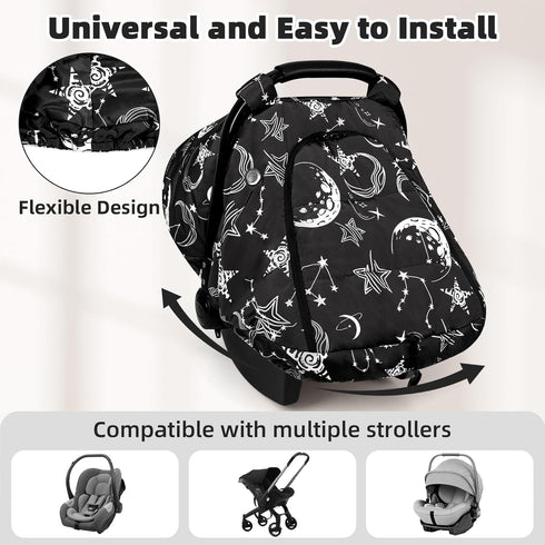 Winter Car Seat Cover Baby, GFU Warm Carseat Cover for Babies, Universal Infant Car Seat Canopy Waterproof, Cold