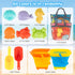 Wowlyntoy 2 2 Set Summer 3-10 Beach Sand Toys for Kids with Collapsible Beach Sand Buckets, Big Size Sand Molds, Mesh