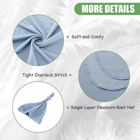 Set 45" 45"(Lightblue) iEvolve Cotton Knitted Baby Swaddle Blanket with Hat Headband Newborn Swaddle Wrap Receiving