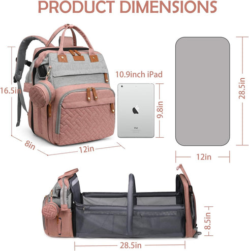 CESAILT Backpack, Backpack Diaper Bag Multifunction Travel Baby Bag, Waterproof Tote with USB Port, Pacifier Case