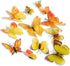 Mixed 12PCS 3D Pink Butterfly Wall Stickers Decor Art Decorations (Yellow)