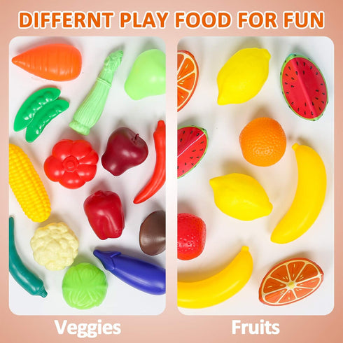143 Packaging Shimfun Piece Play Food for Kids Kitchen - Toy Assortment - Pretend Food for Toddler - Bonus Water Bottle