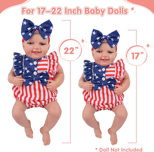 BABESIDE 2 Pcs Reborn Baby Doll Clothes Set, 17-22 Inch Baby Doll Clothing Accessories with Headband