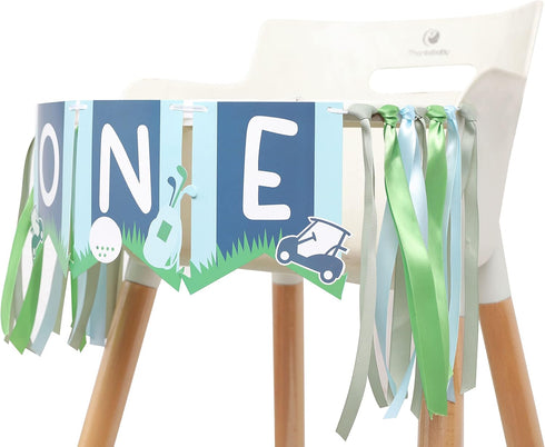 UOAOU 1st 1st Golf One Birthday High Chair Banner - Golf Birthday Decorations,Boy High Chair,Hole In One First