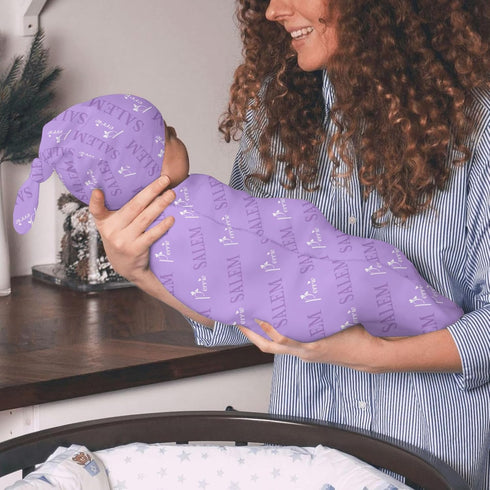 YallLocoMo Set Swaddle Blanket with Hat Newborn Purple Receiving Blankets Baby Swaddle Wrap Soft Sleep Sack for Baby