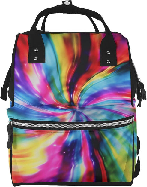 FHEDVBN Colorful Tie Dye Diaper Bag Backpack for Women Multifunction Waterproof Mummy Backpacks