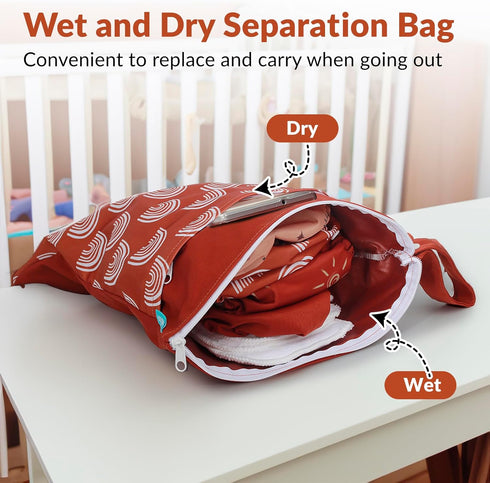 Set 4 Pack 4 1 (6-33 0-3 Baby Cloth Diapers - with Inserts & Wet/Dry Separation Bag, Reusable Infant Toddler Nappy