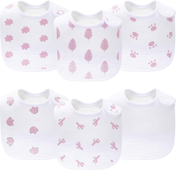 lazyrhino Baby 6-Pack Unisex Muslin Bibs, Absorbent, Soft, and Cute for Baby Boys