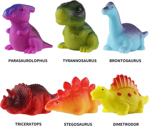 6 Packs Light-Up Floating Dinosaur Bath Toys Set for Baby Toddler, Great Water Bathtub Shower Pool Toy