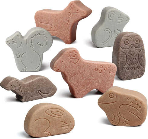 Yellow Door Little Lands – Woodland, Set of 8 Stone Figures for Kids