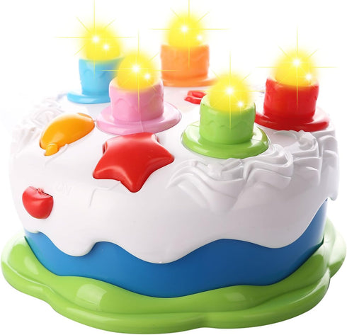 Baby Birthday Cake Toy with Candles, Music Toy for 2-5 Years Old, Toddler Christmas Gift