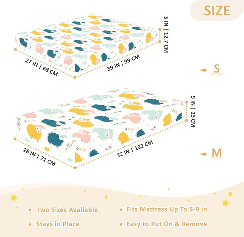 miaozhen 1 Pack 52x28 Cotton Baby Crib Sheets for Boys Girls Soft Breathable Funny Ocean Lambs Muslin Crib Sheets