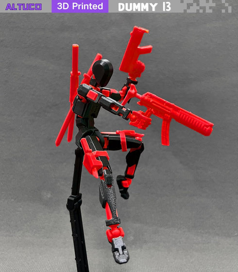T13 Action Figure with Accessories | 3D Printed Multi-Jointed Titan13 Figure, Red Dummy 13 Desktop Decorative Toy