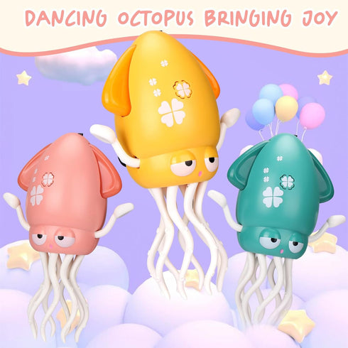 Tummy Palksky Dancing Squid Baby Toy in Time,Magic Electric Octopus Automatic Obstacle Avoidance Toy with Light