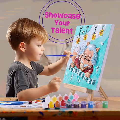 ONE TO FOUR Cat Plaster Painting Kit - Paint Gifts for Kids Ages 8-12, DIY Art Supplies Set, Birthday Gift
