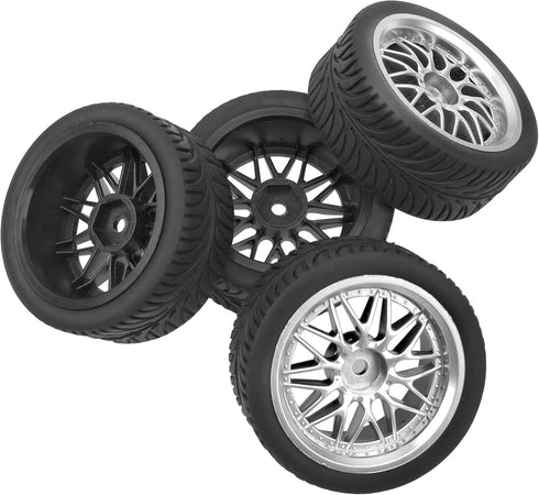 OD 2.55" Rubber Tires & Plastic Wheel Rims 12mm Hex Hub for HSP Tamiya HPI Kyosho Redcat 1/10 Cars