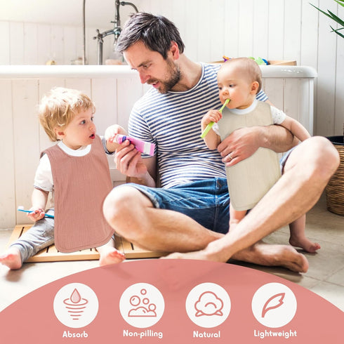5 Newwiee Pcs Large Muslin Pullover Baby Bibs Full Coverage Toddler Slip on Absorbent Bib Waterproof Toddler Towel Bibs