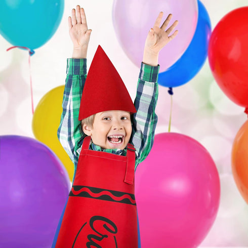 Set, Kids Crayon Costume Crayon Apron with Gnome Cone Hat, Funny Dress Up Outfit Accessories for Halloween