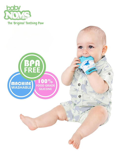 2-Pack Teething Mitten Bundle | Dino Blue & Tiger Orange Teether Paws