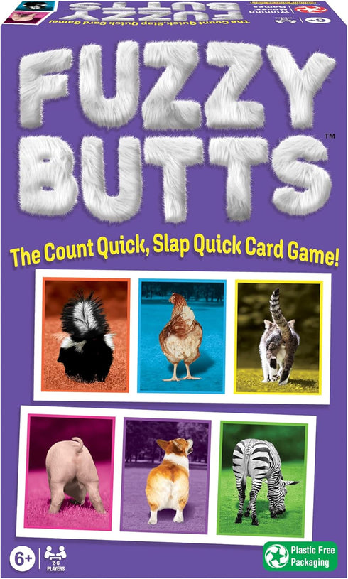 Winning Moves Games Fuzzy Butts USA, Fast-Playing Animal Themed Card Game for 2 to 6 Players, Ages 6+