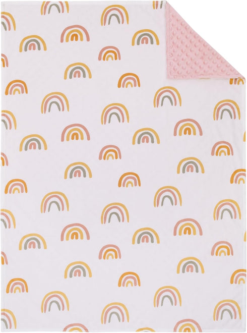 NOJO Little Love Rainbow White, Pink, and Gold Super Soft Baby Blanket by NoJo