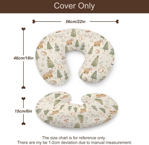 KuphiL10C Cartoon Forest Bear Hedgehog Raccoon Animal Pattern Nursing Pillow Cover, Unisex Removable Breastfeeding
