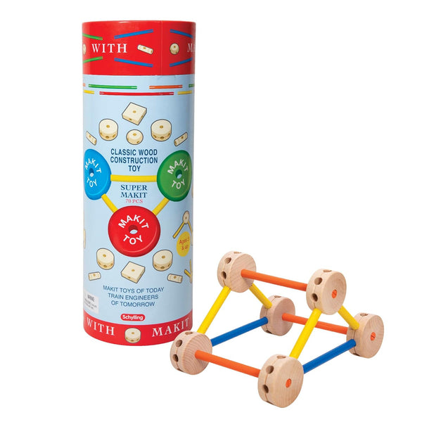 Schylling MKT Super Makit Classic Wood Construction Toy, 3+ years, 70-Pieces (1