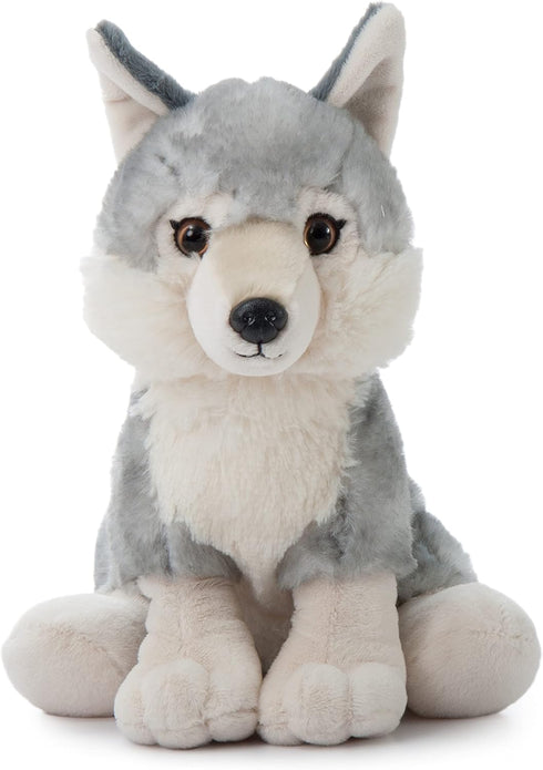 The Petting Zoo Wolf Stuffed Animal, 12 Inch Grey Wolf Plush Toy, Gifts for Kids, Wild Onez Zoo Animals