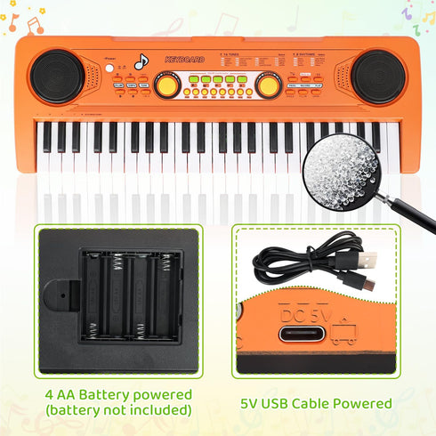 MusicForset 49 3 4 5 6 7, Kids Piano Keyboard with Microphone, Keys Portable Electronic Piano Keyboard for Kids