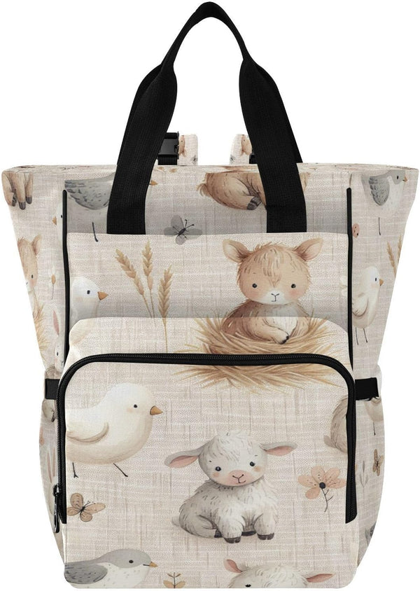 YANENDIE Farm Animals Diaper Bag Backpack, Unisex Travel Baby Backpack Diaper Bags with