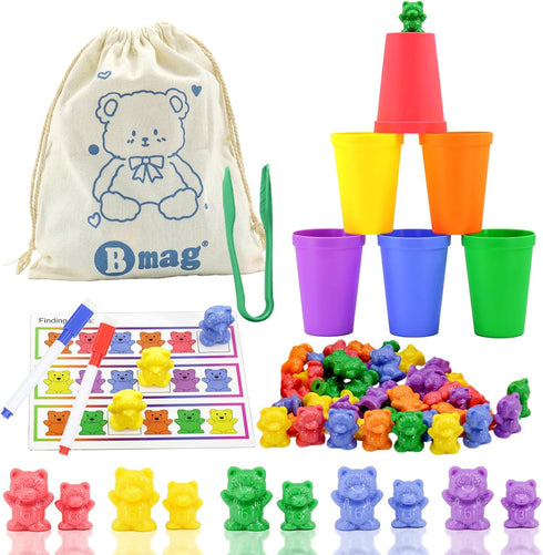 Bmag Counting Bears with Matching Sorting Cups - Preschool Math Learning Game for Kids Age 3-5