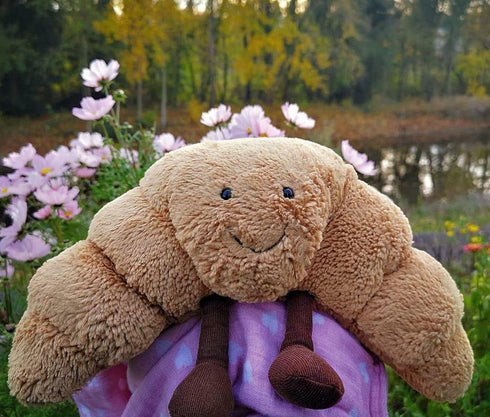 WeightedPlush 9" Croissant Plush, Cute Smile Bread Pillow Stuffed Animals, Funny Soft Food Toy for Kids